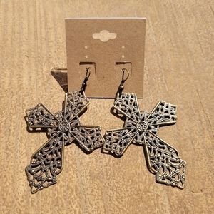 Large Cross Bronze Earrings